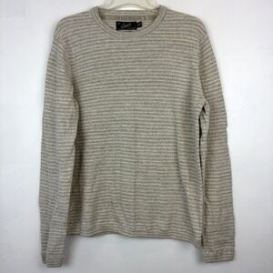 Grayers Clothiers Sweater Mens Medium Beige 100% Cotton Beige Stripe Capsule